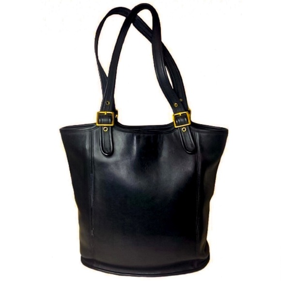 Vintage COACH Black Large Legacy Shopper Shoulder Bag Tote 9090 COA - Picture 3 of 17